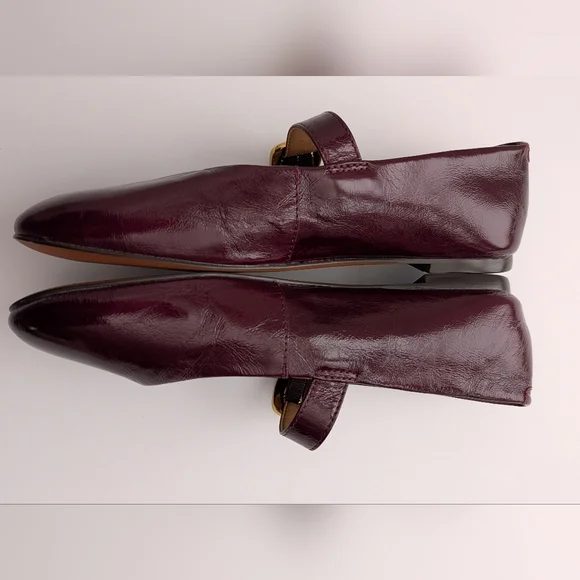 Madewell The Remy Mary Jane Flats Deep Plum Women's 7.5 Leather Shoes - Picture 4 of 8